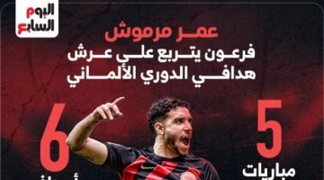 عمر مرموش.. فرعون يتربع على عرش هدافي الدوري الألماني "إنفوجراف" - التقرير