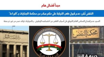 عدم قبول طعن النيابة على حكم بالبراءة لهذا السبب.. نقلا عن برلمانى - التقرير