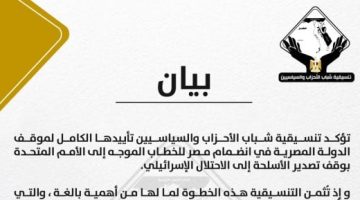 التنسيقية تعلن تأييدها الكامل لموقف الدولة المصرية فى انضمامها لخطاب الأمم المتحدة - التقرير